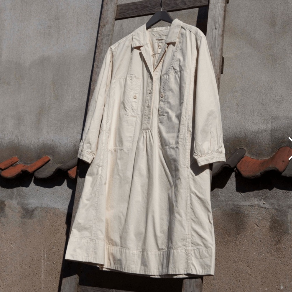 TOAST | Cotton Linen Smock Dress in Putty